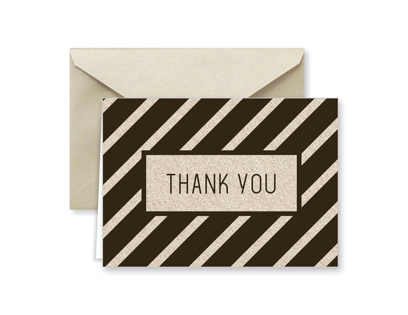 Paper Frenzy Black and Tan Designer Thank You Note Cards and Envelopes - 25 pack - Image 4